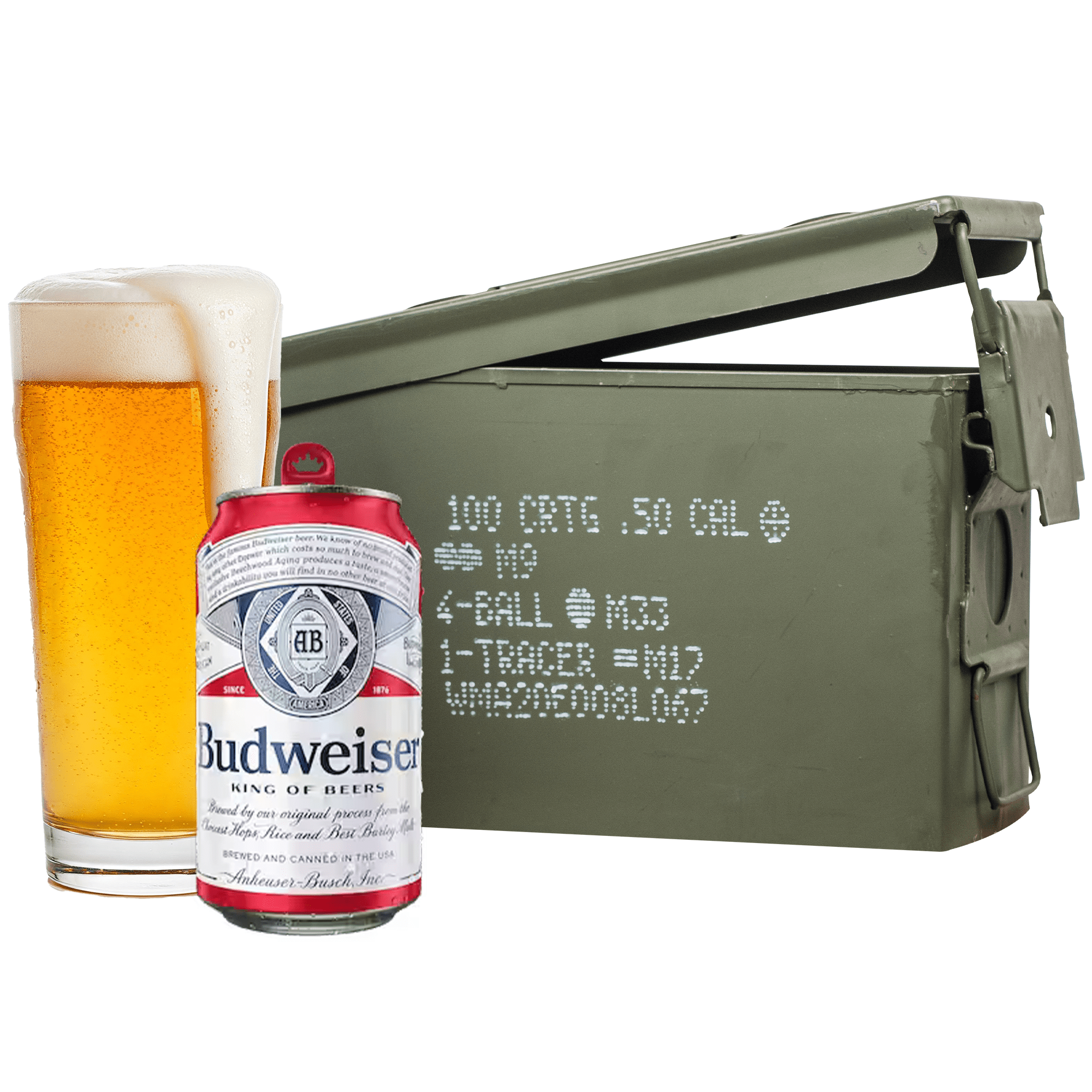 Budweiser Ammo Can with 6-pack of Budweiser beers